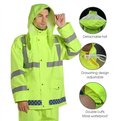 Travayè deyò Hi Viz Waterproof Rain Coat
